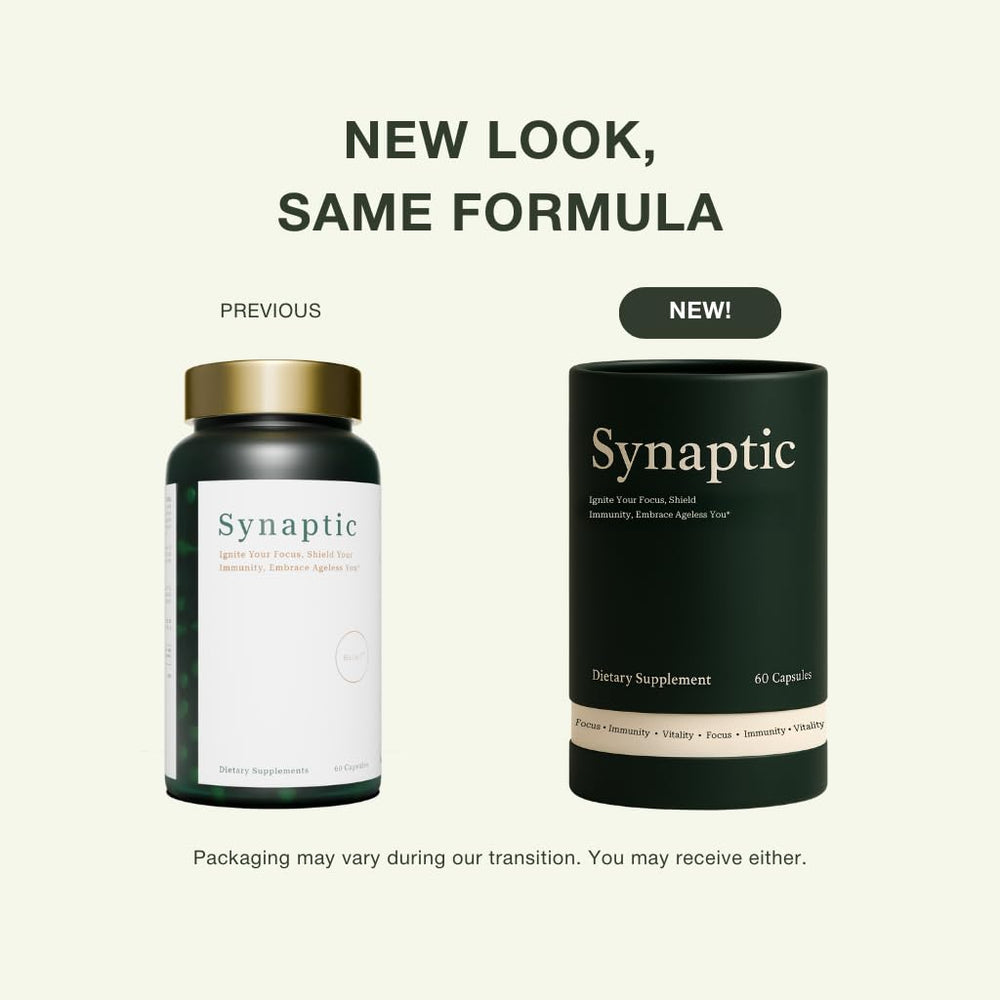 Holist Synaptic packaging display suggests convenient daily capsule routine.