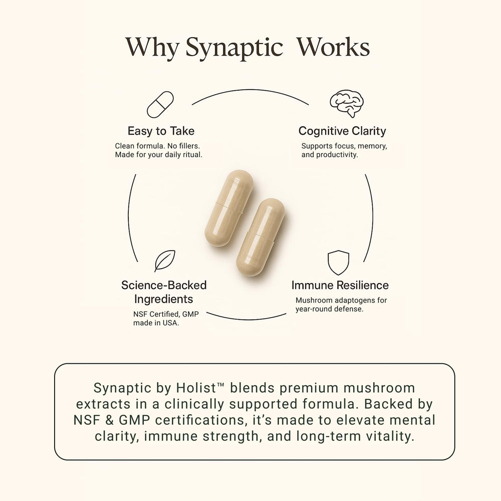 Holist Synaptic vegan gluten-free label signals allergen-free option.