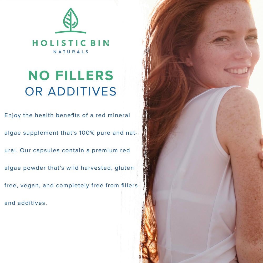 Holistic Bin Gigartina red algae powder showing nutrient-rich texture