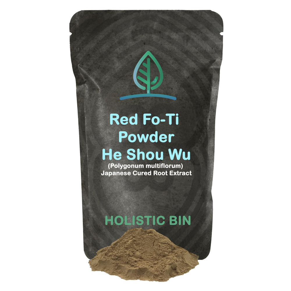 Holistic Bin He Shou Wu powder bottle promotes vitality when added to daily routines.