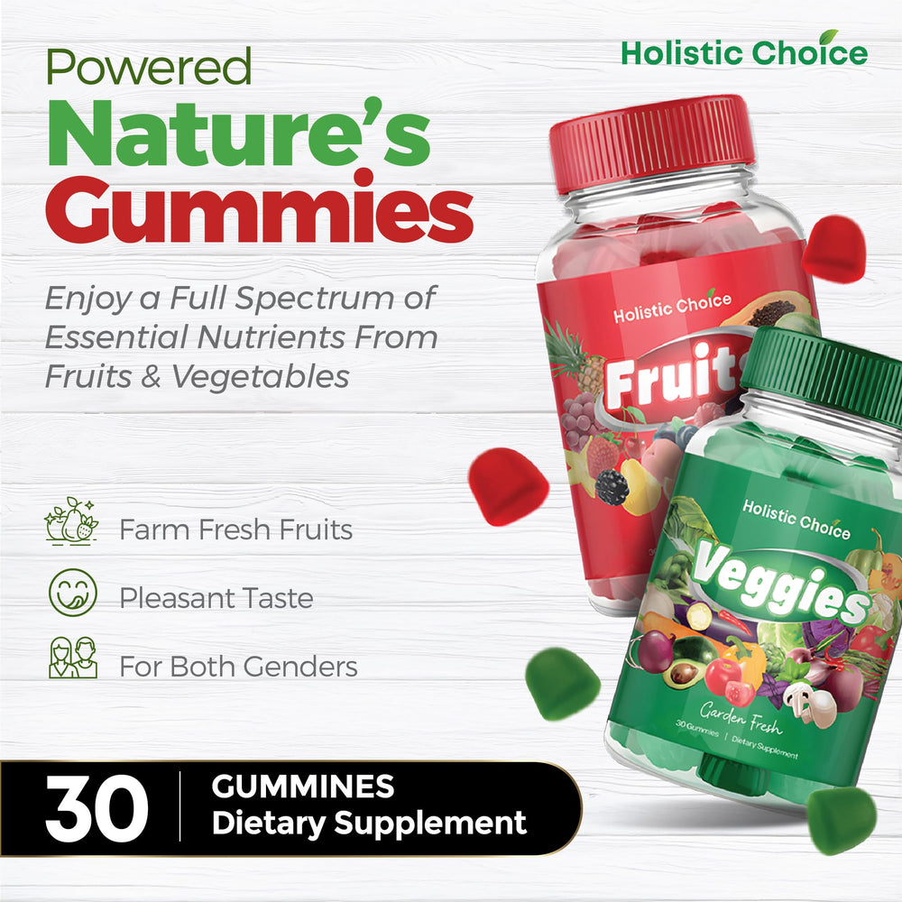Holistic Choice Made in USA badge beside gummies packaging.