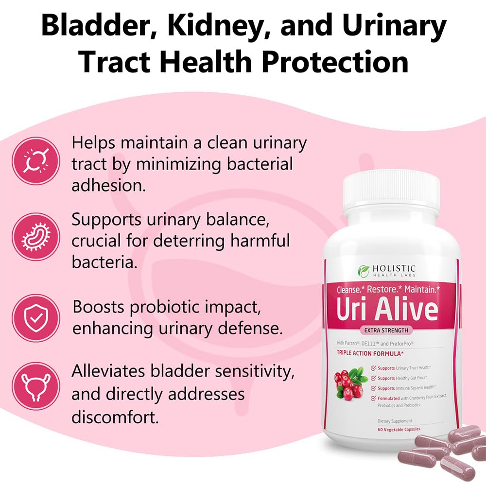 Uri Alive capsules with glass of water for easy daily intake.