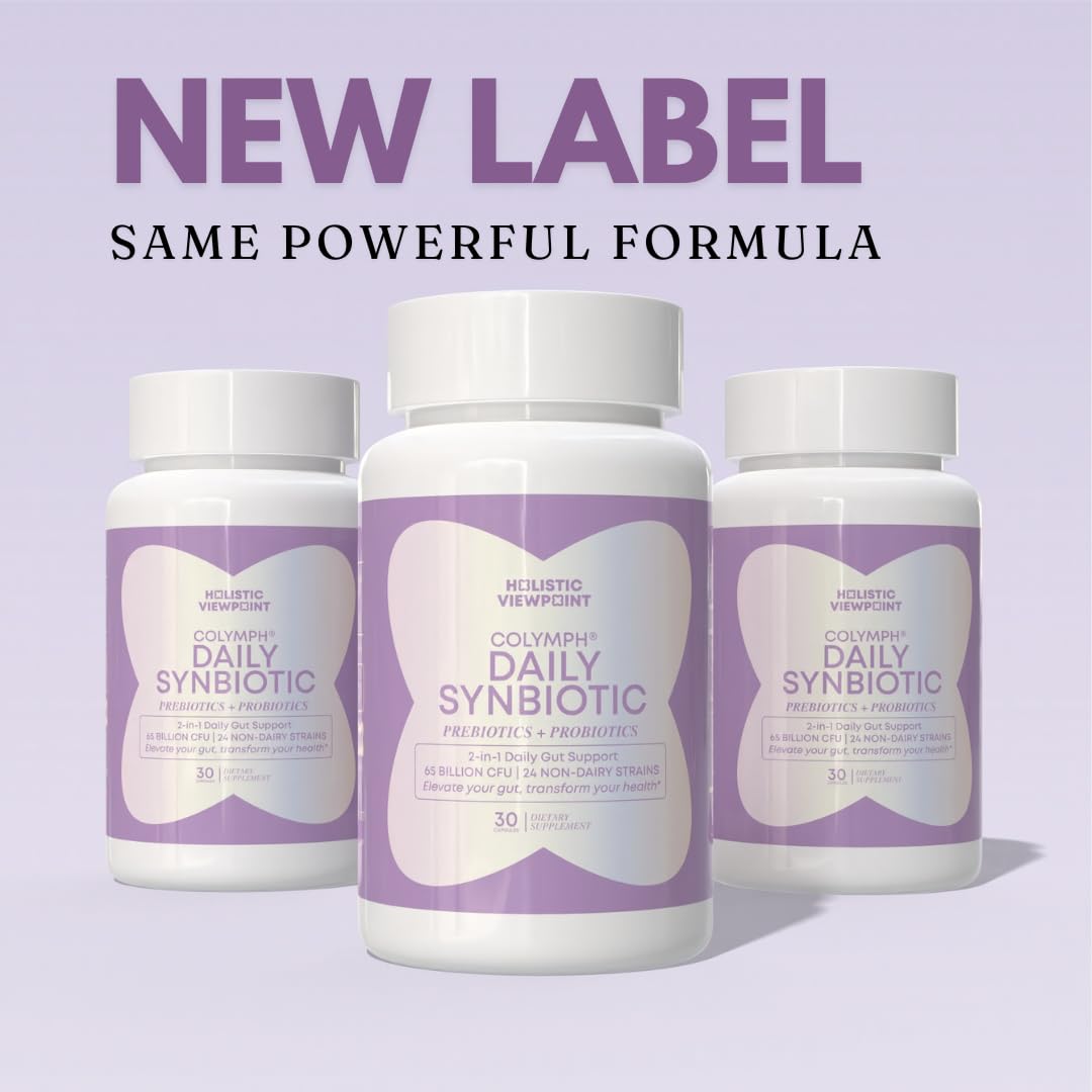 CoLymph bottle pour shows convenient daily ritual with non-dairy probiotic benefits.