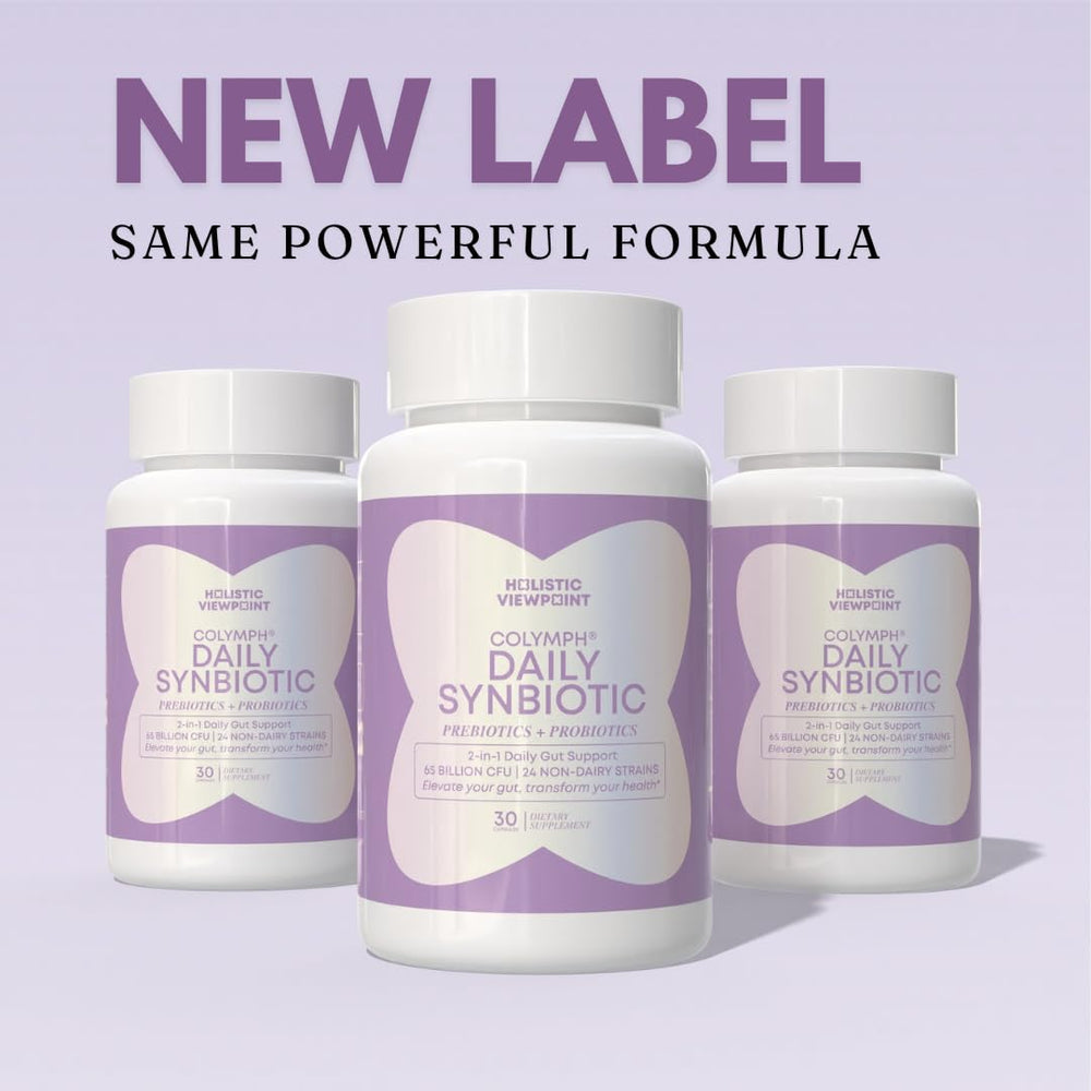 CoLymph bottle pour shows convenient daily ritual with non-dairy probiotic benefits.