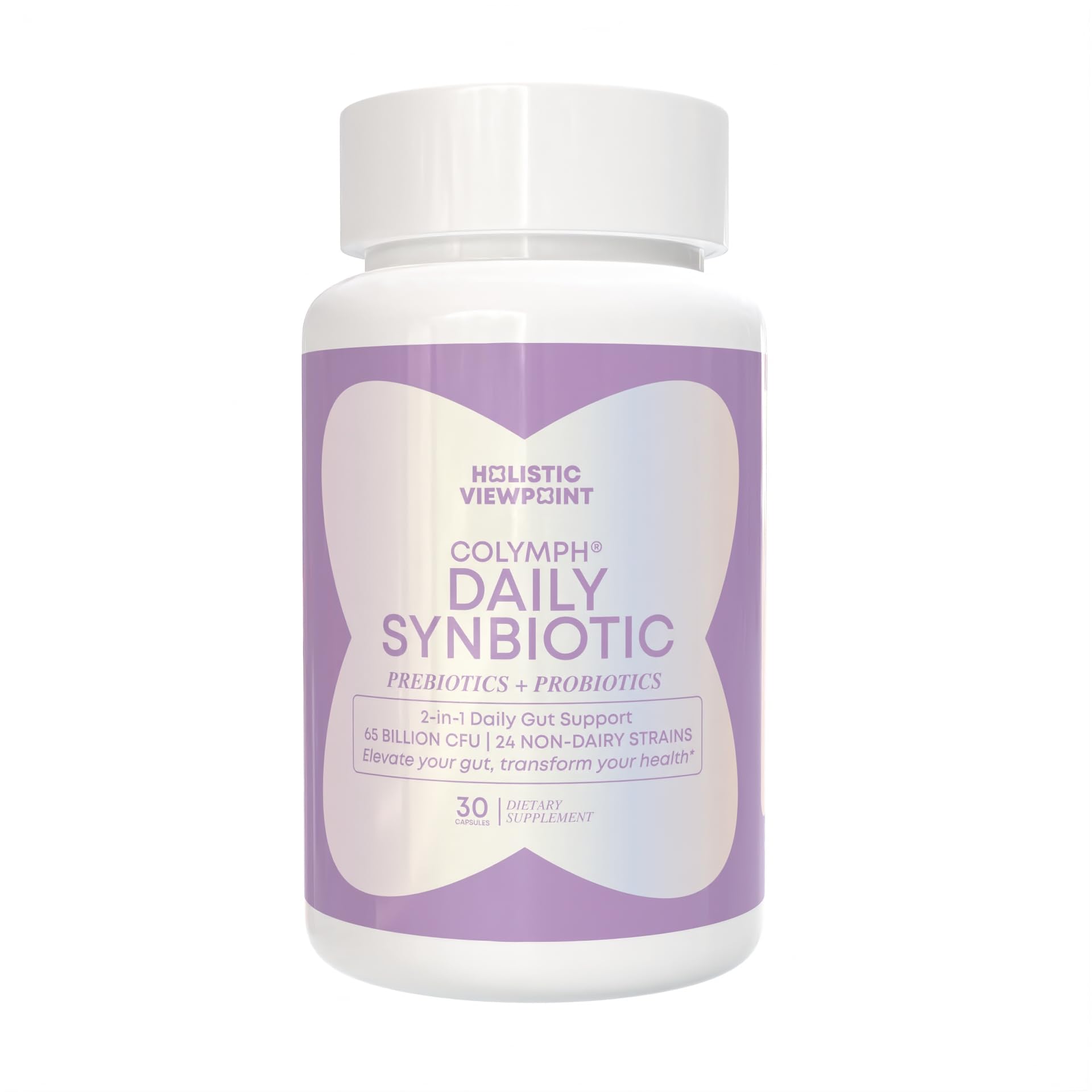Holistic Viewpoint CoLymph Daily Synbiotic packaging front showing vegan formula for gut health.