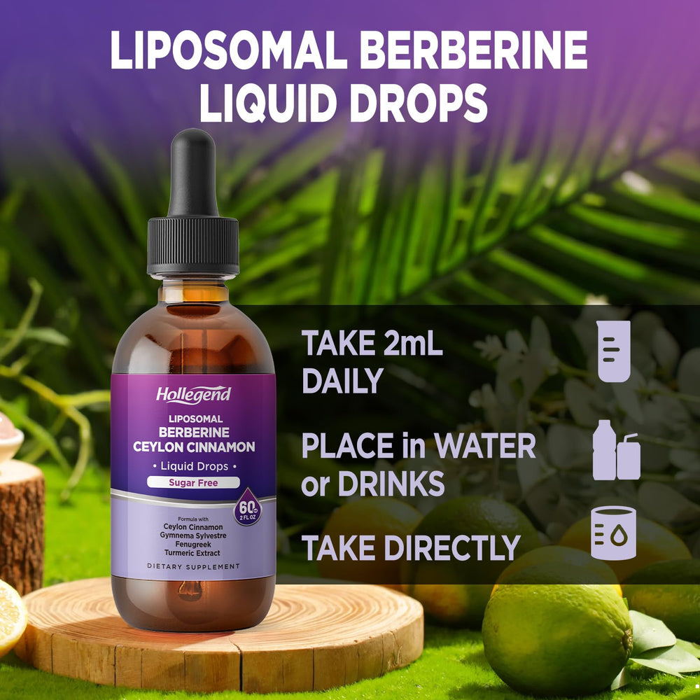 HOLLEGEND Liposomal Berberine Drops dropper demonstrating precise dosing