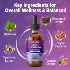 HOLLEGEND Liposomal Berberine Drops ingredients including cinnamon for digestion