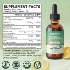 HOLLEGEND L-Lysine drops with dropper enabling precise daily dosing