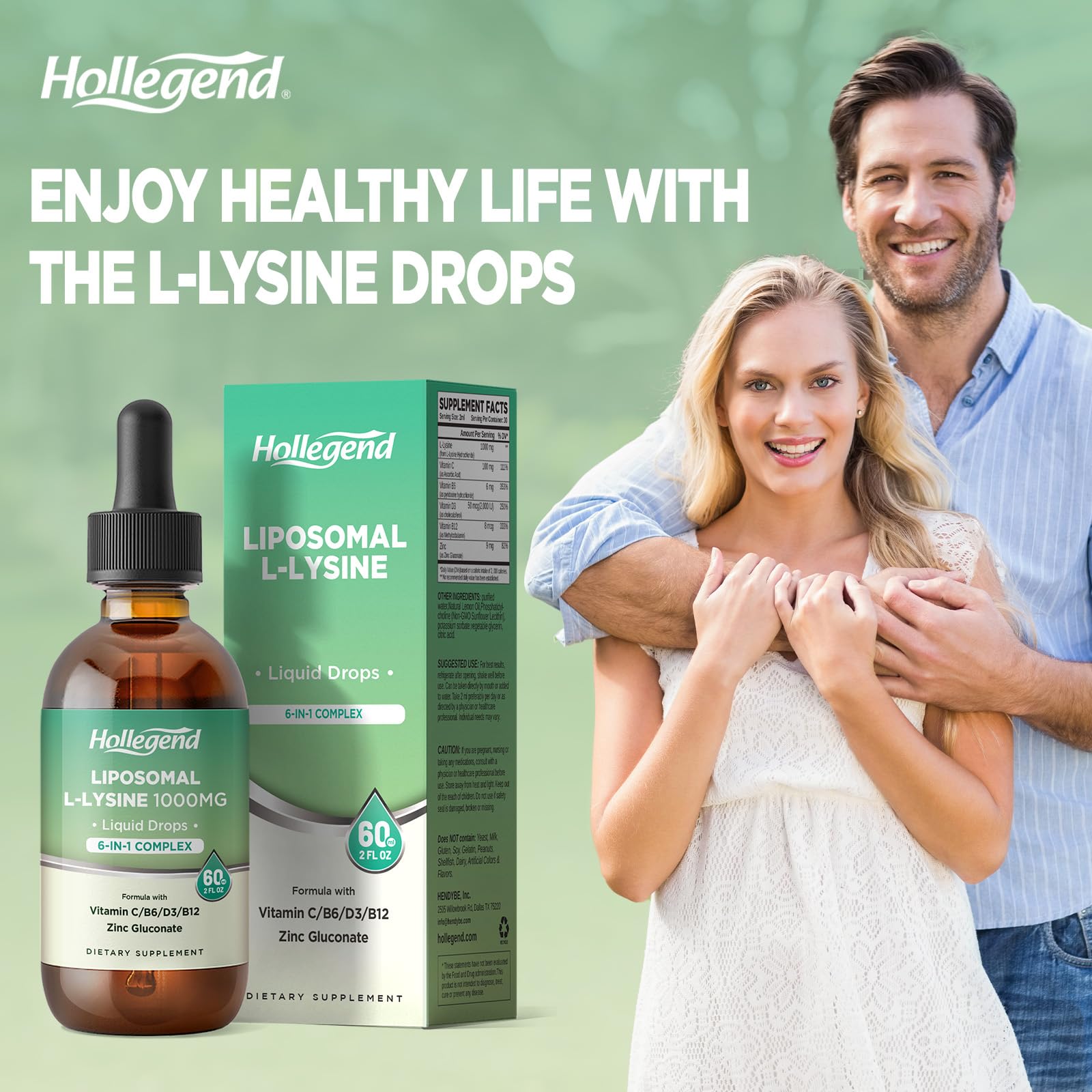 HOLLEGEND bottle with vitamins lineup to illustrate a nutrient-rich formula