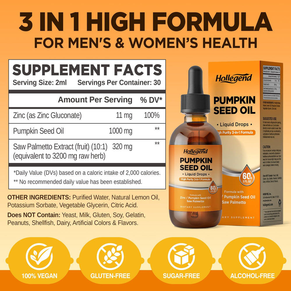 HOLLEGEND Pumpkin Seed Oil dropper for easy daily dosing
