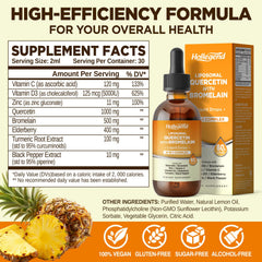 HOLLEGEND quercetin bromelain drops with pineapple flavor for daily wellness.
