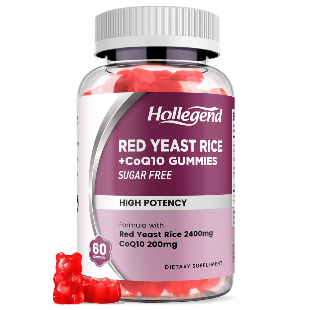 HOLLEGEND Red Yeast Rice with CoQ10 gummies in bottle suggesting heart health support potential