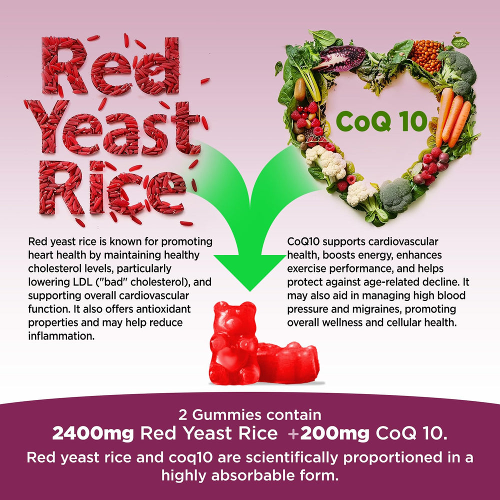 HOLLEGEND red yeast rice + CoQ10 chew with 200 mg CoQ10 per serving for antioxidant support