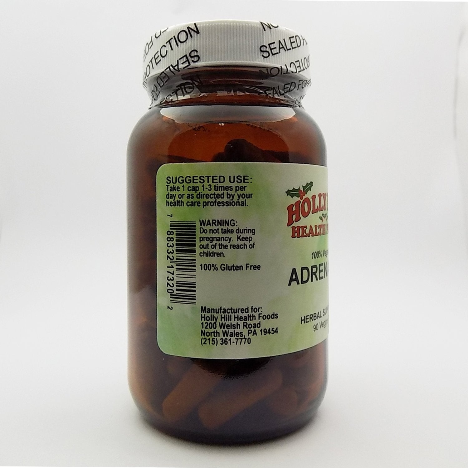 Holly Hill Health Foods Adrenal Rx two-pack on shelf for ongoing vegetarian use.