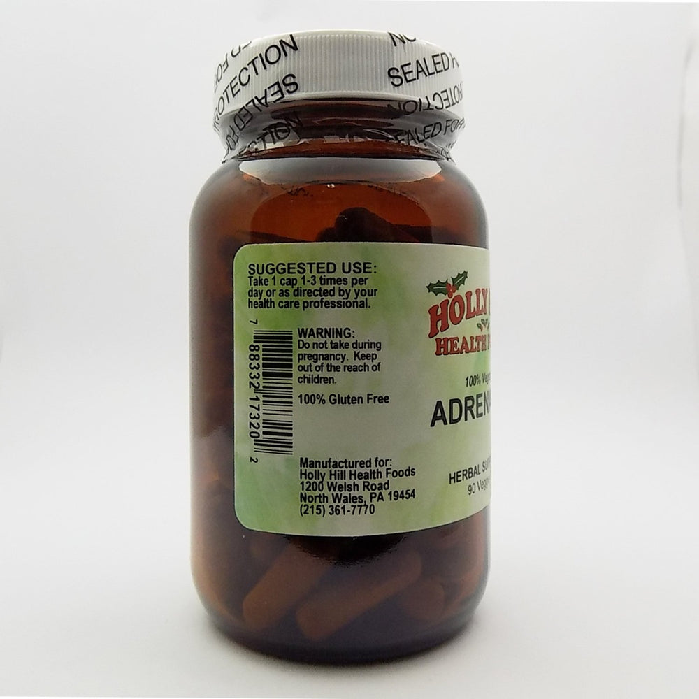 Holly Hill Health Foods Adrenal Rx two-pack on shelf for ongoing vegetarian use.