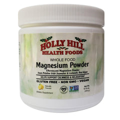 Holly Hill Health Foods magnesium powder bottle ready to mix for a calming evening routine