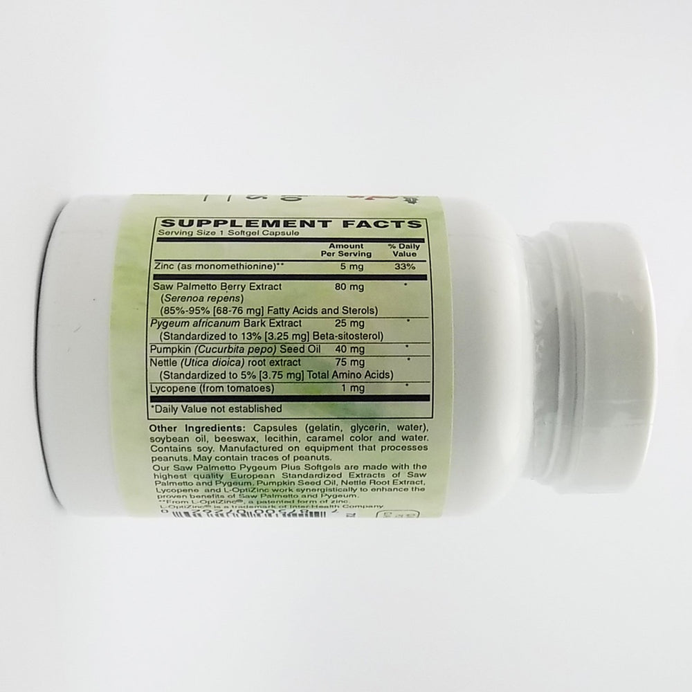 Holly Hill Saw Palmetto Pygeum Plus capsules highlighting convenient daily supplement.