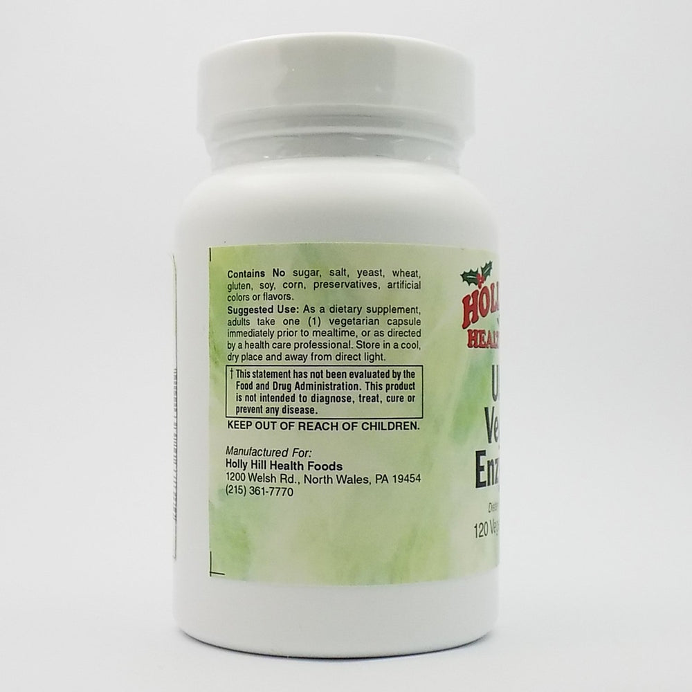 Holly Hill Ultra Veggie Enzymes packaging on display for convenient daily use.
