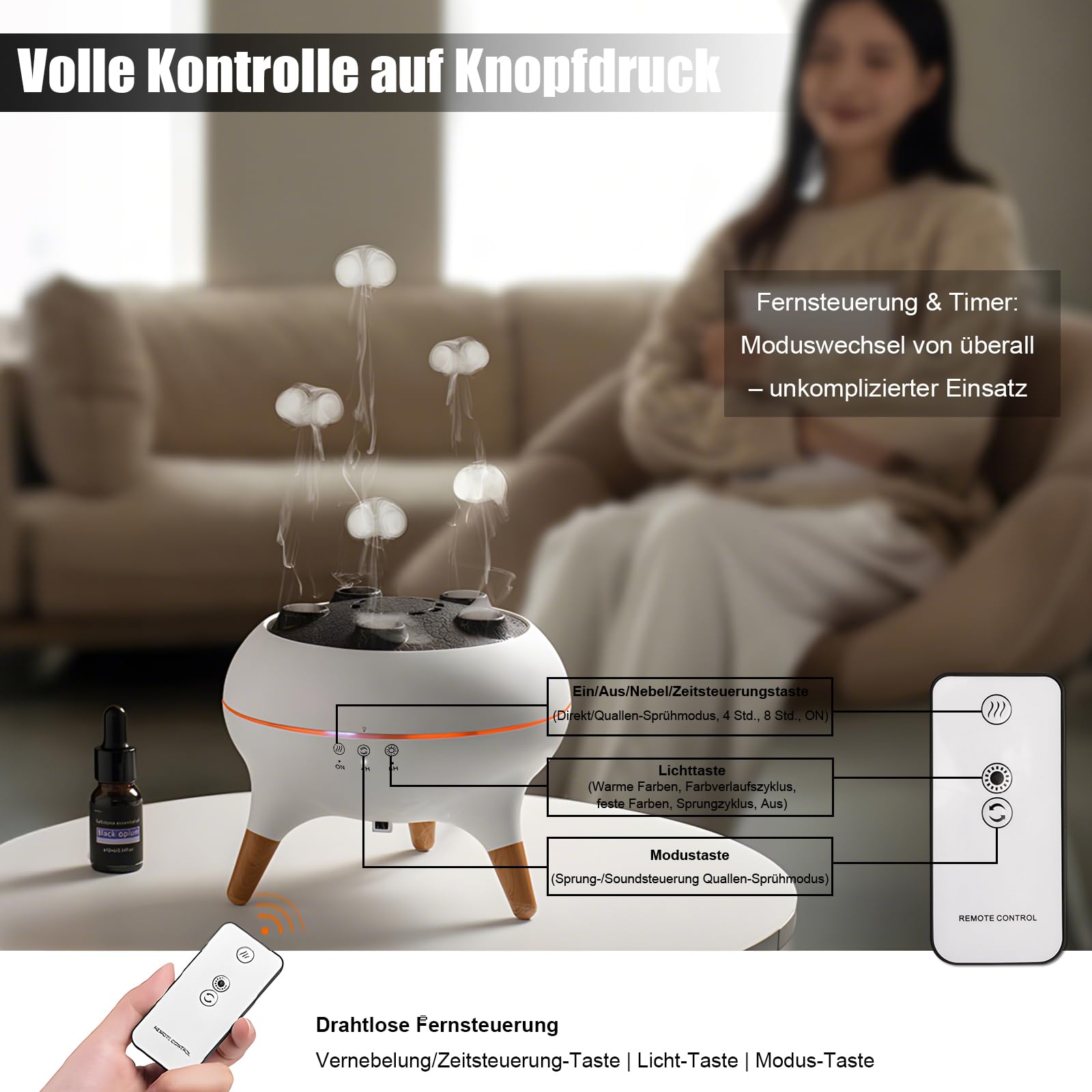 Holwim Diffuser 250ml tank provides extended humidification.