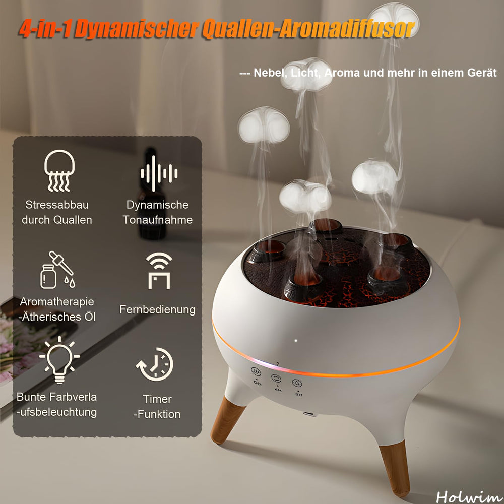 Holwim Jellyfish Diffuser mist-dance under ambient light.