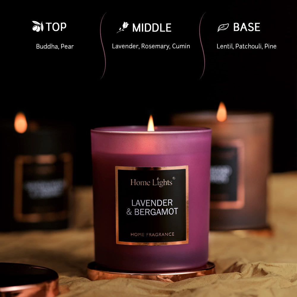 Home Lights fragrance notes of lavender and bergamot for calm mood.
