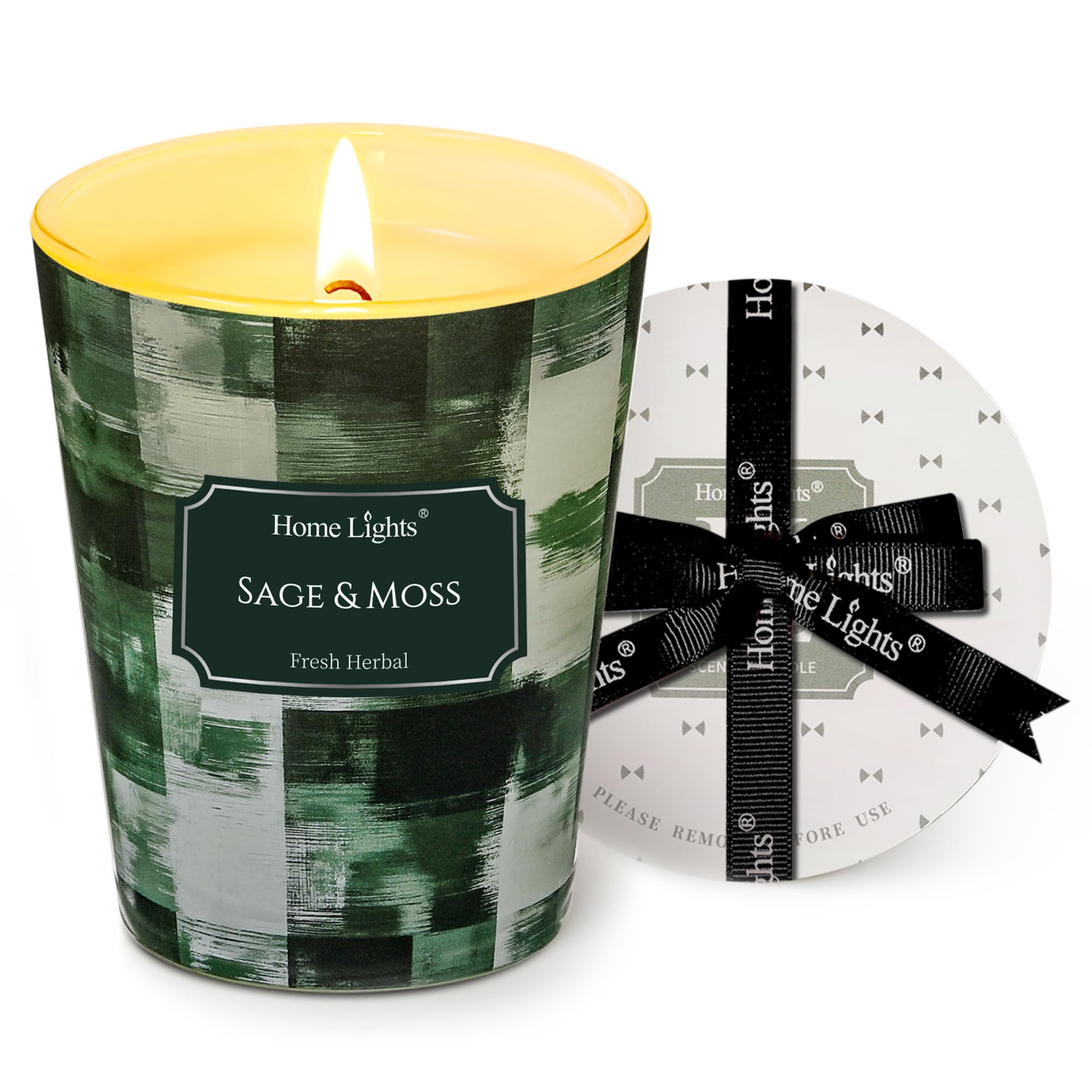Home Lights Sage & Moss candle pour demonstrates premium scent release for ambient evenings.