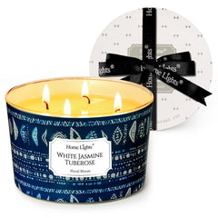 Home Lights 4-wick candle highlights white jasmine tuberose for cozy living spaces.