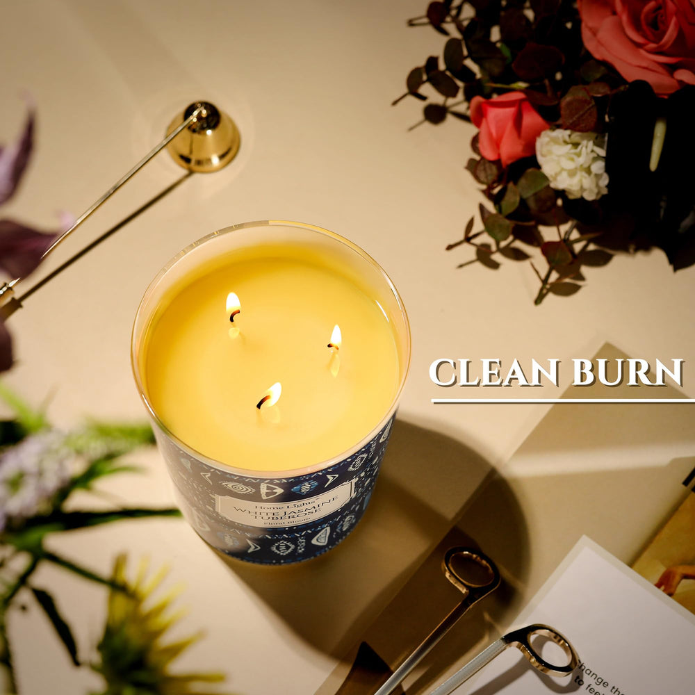 Home Lights 34oz candle offering up to 130 hours of burn time.