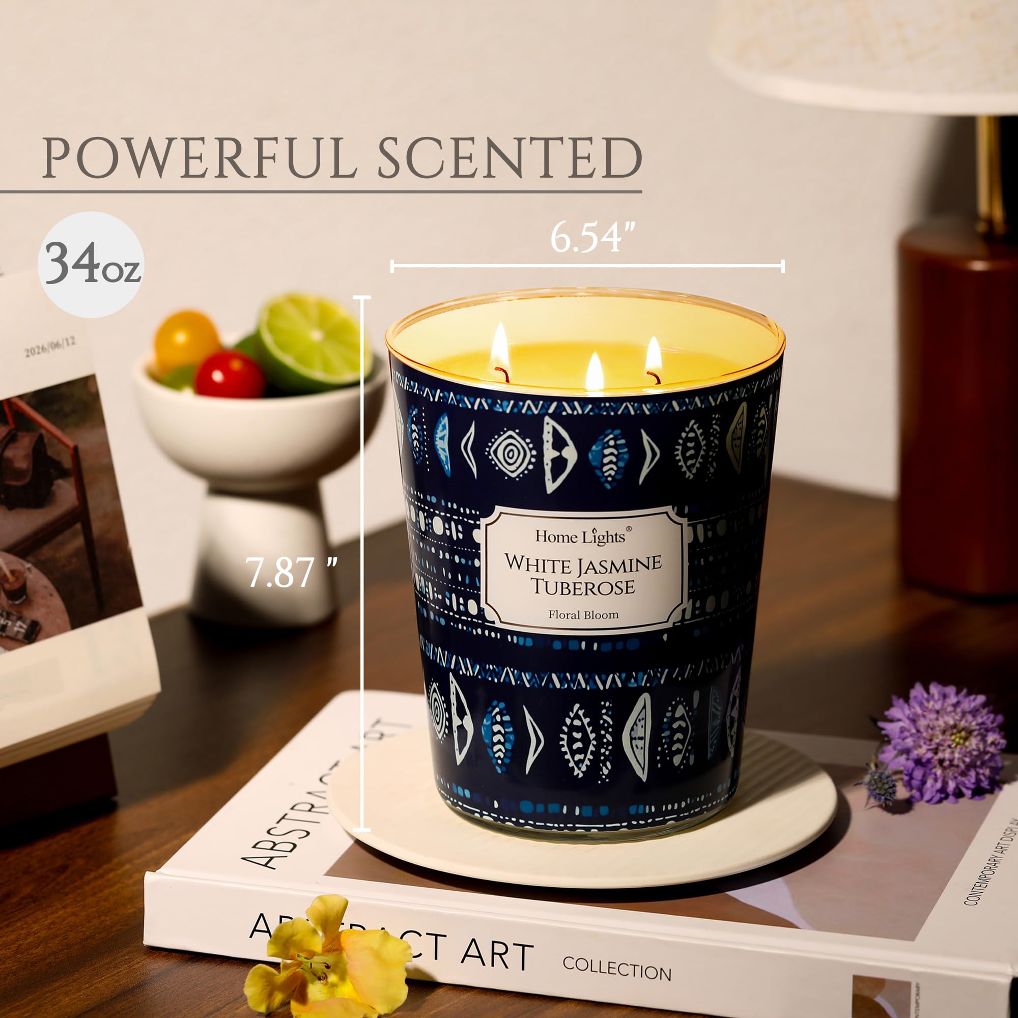 Home Lights 3-wick design candle creating balanced glow and scent.
