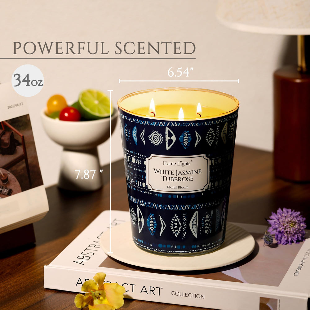 Home Lights 3-wick design candle creating balanced glow and scent.