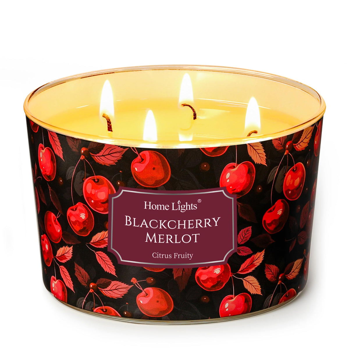 Home Lights 4-wick citrus fruity candle brings vibrant aroma to living spaces.