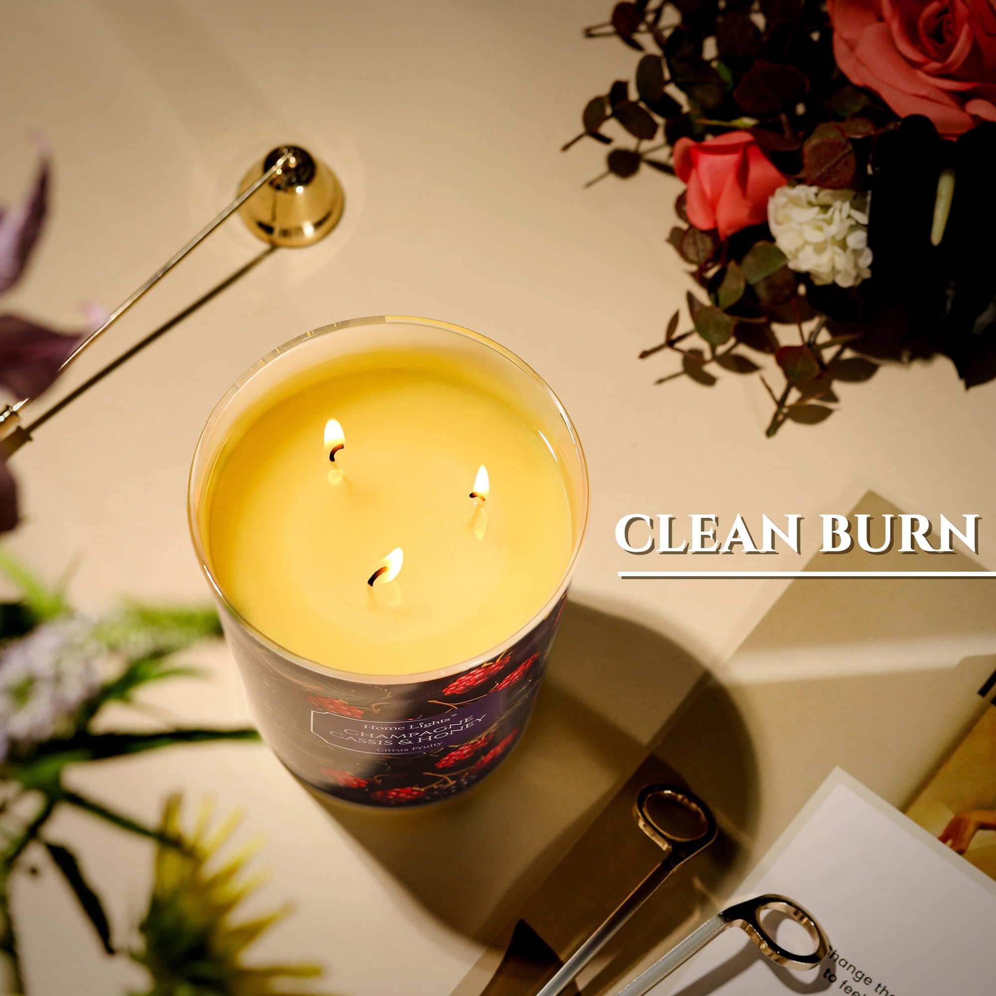 HomeLights 130-hour burn time ensures long-lasting atmosphere with minimal upkeep