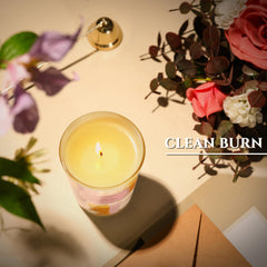 Home Lights Citrus Lavender candle jar closeup shows natural soy wax quality.