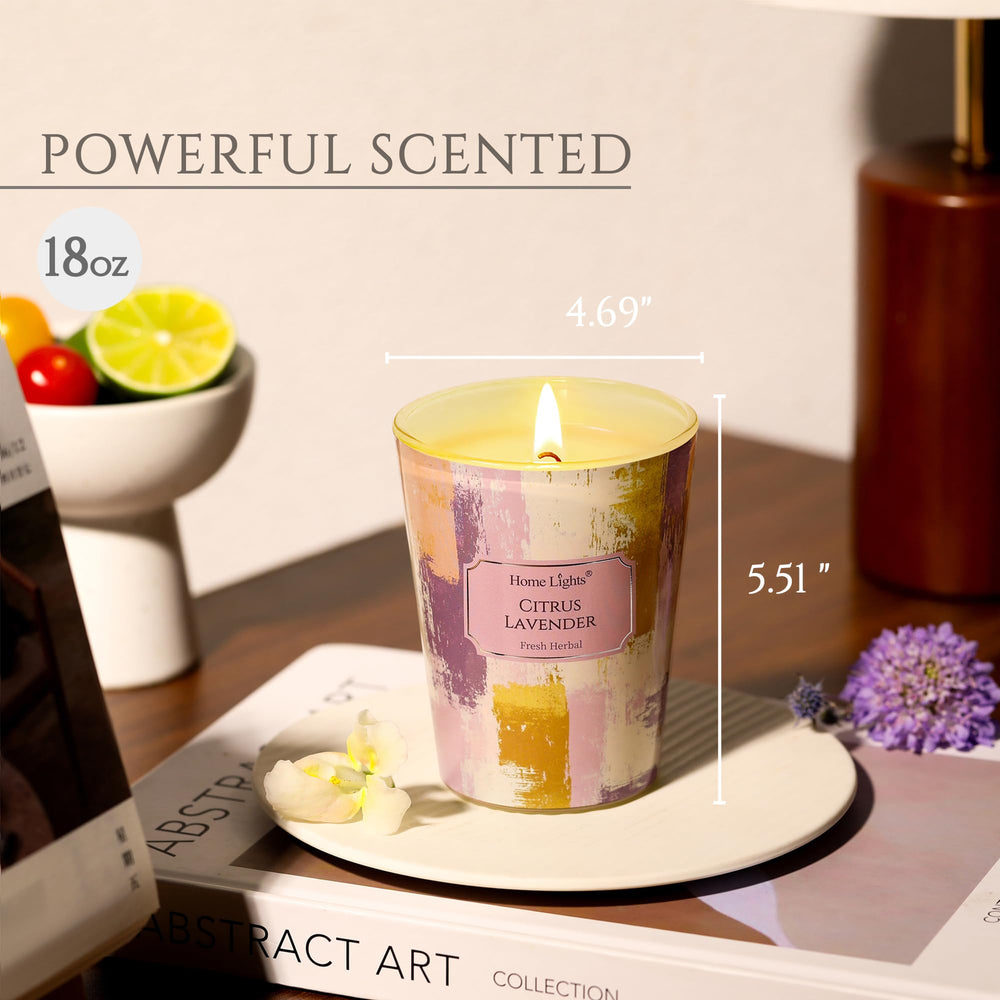 Home Lights Citrus Lavender candle jar side view for minimalist modern decor.