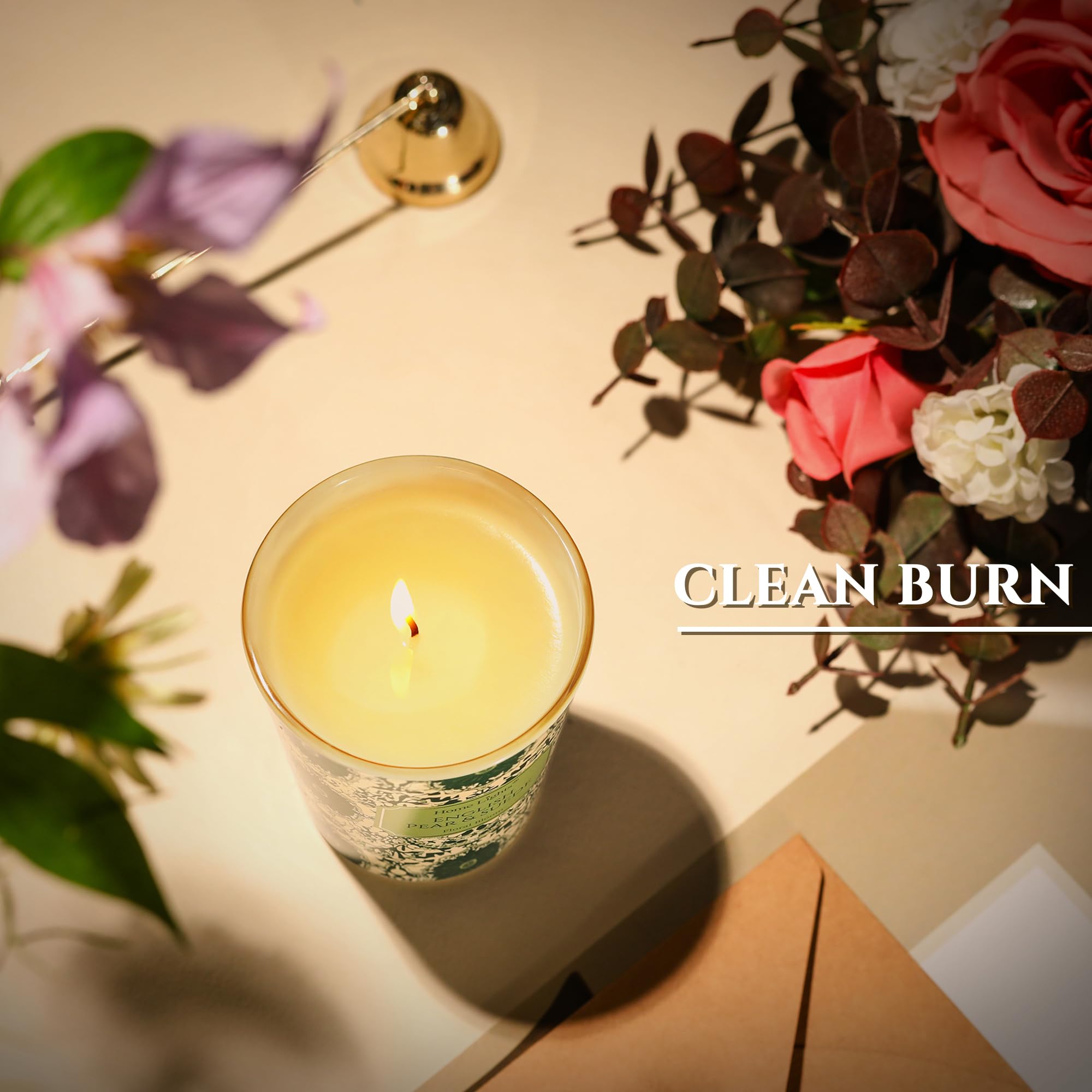Home Lights cotton wick candle supports minimal soot for a cleaner ambiance.