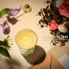 Home Lights cotton wick candle supports minimal soot for a cleaner ambiance.