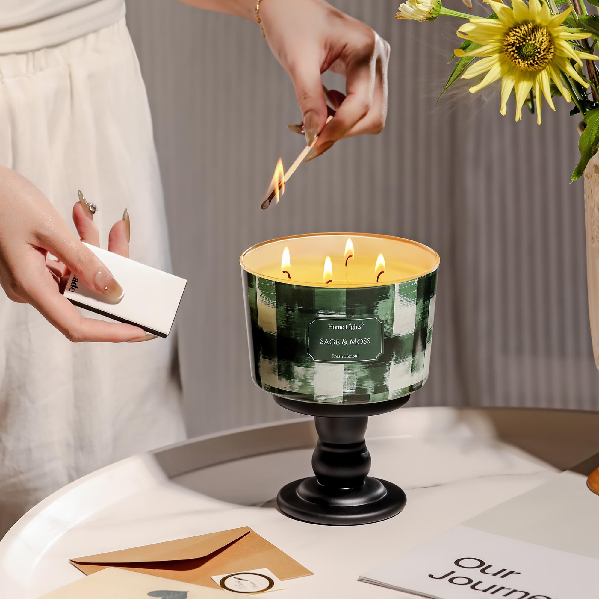 Home Lights scented candle creates cozy evenings, perfect for self-care rituals and relaxing spaces.
