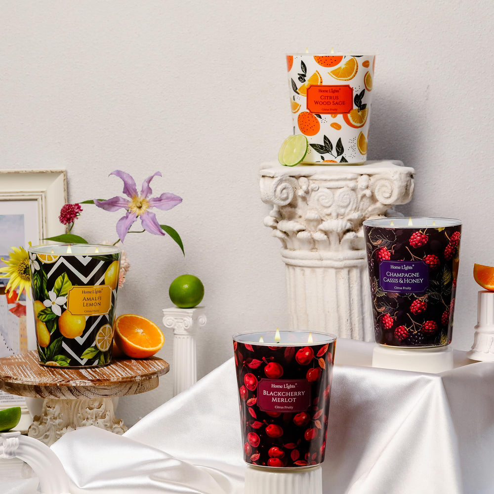 HomeLights 3-wick jar creates warm glow for intimate gatherings.