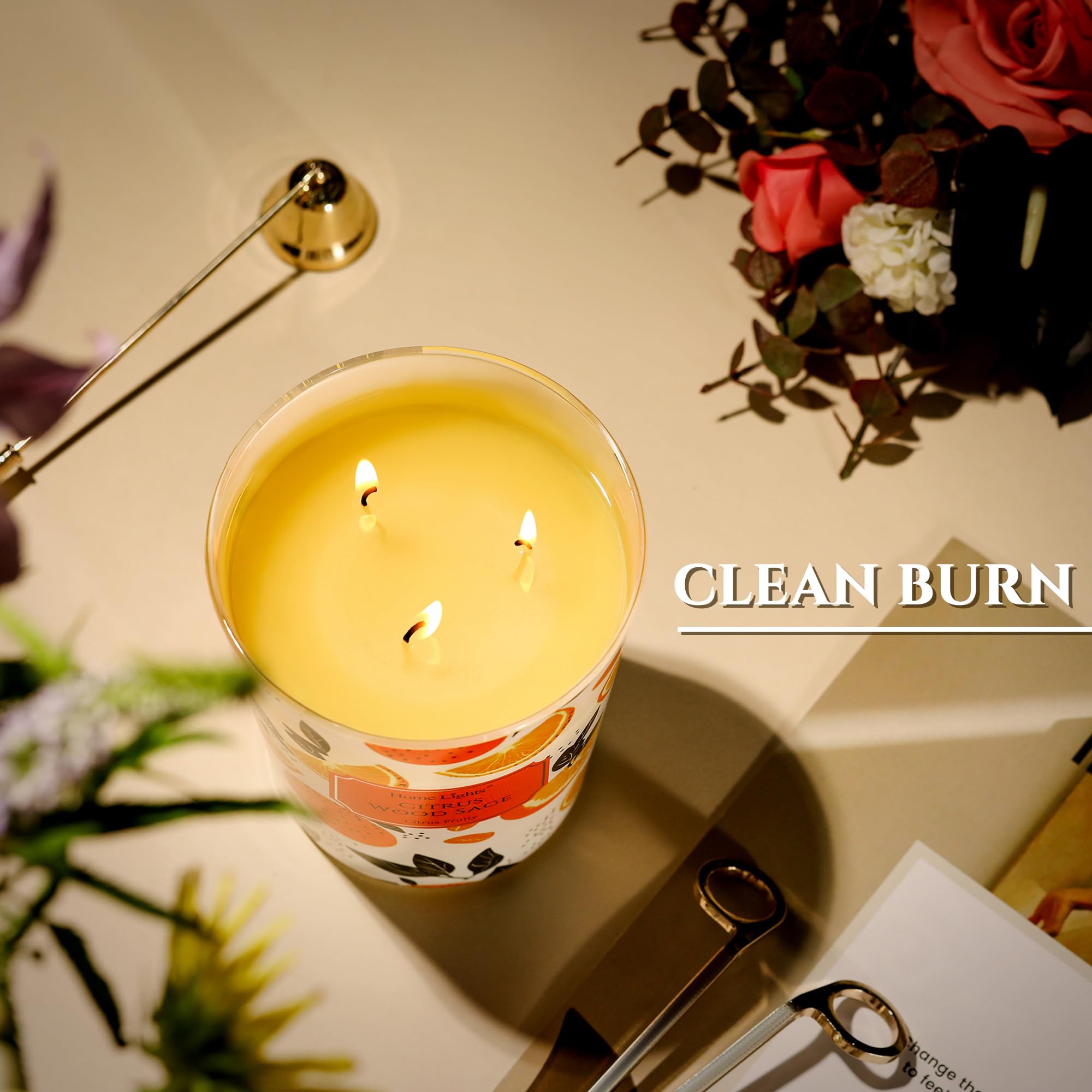 HomeLights elegantly packaged candle, perfect gift option.