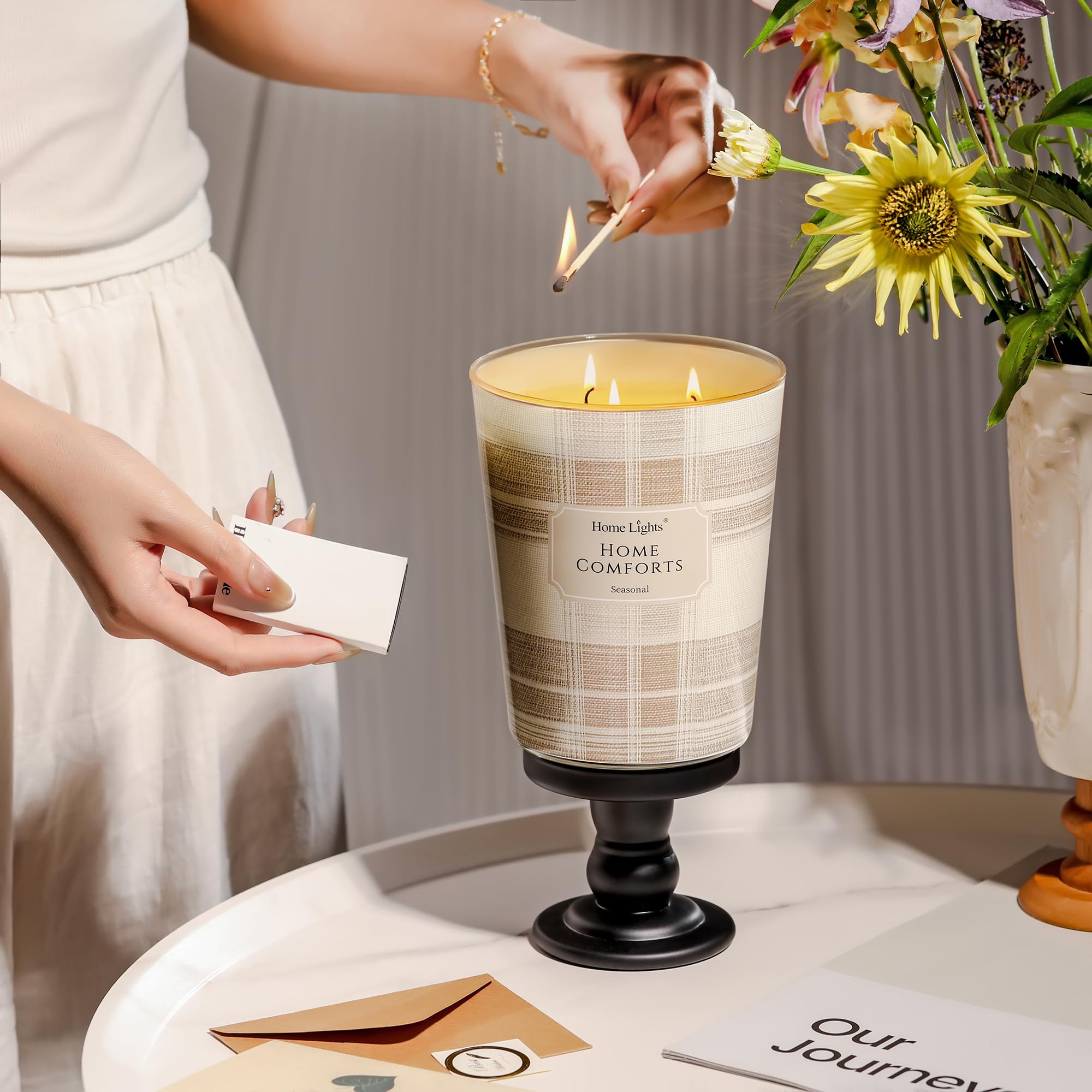 Home Lights eco-friendly soy wax for clean-burning ambiance.