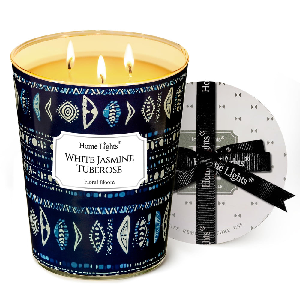 Home Lights large jar candle with 3 wicks for even burn and strong fragrance.