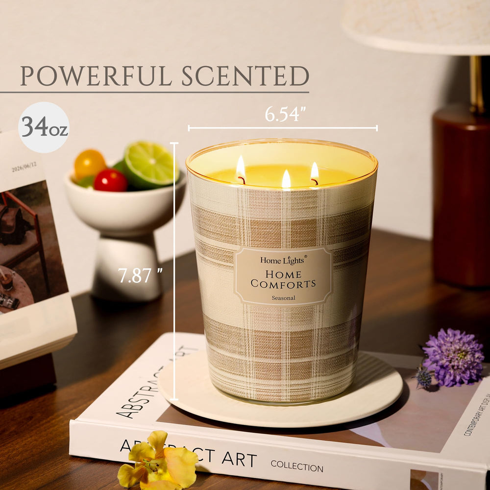 Home Lights Scented Candle three-wick burn showing even melt and steady glow.