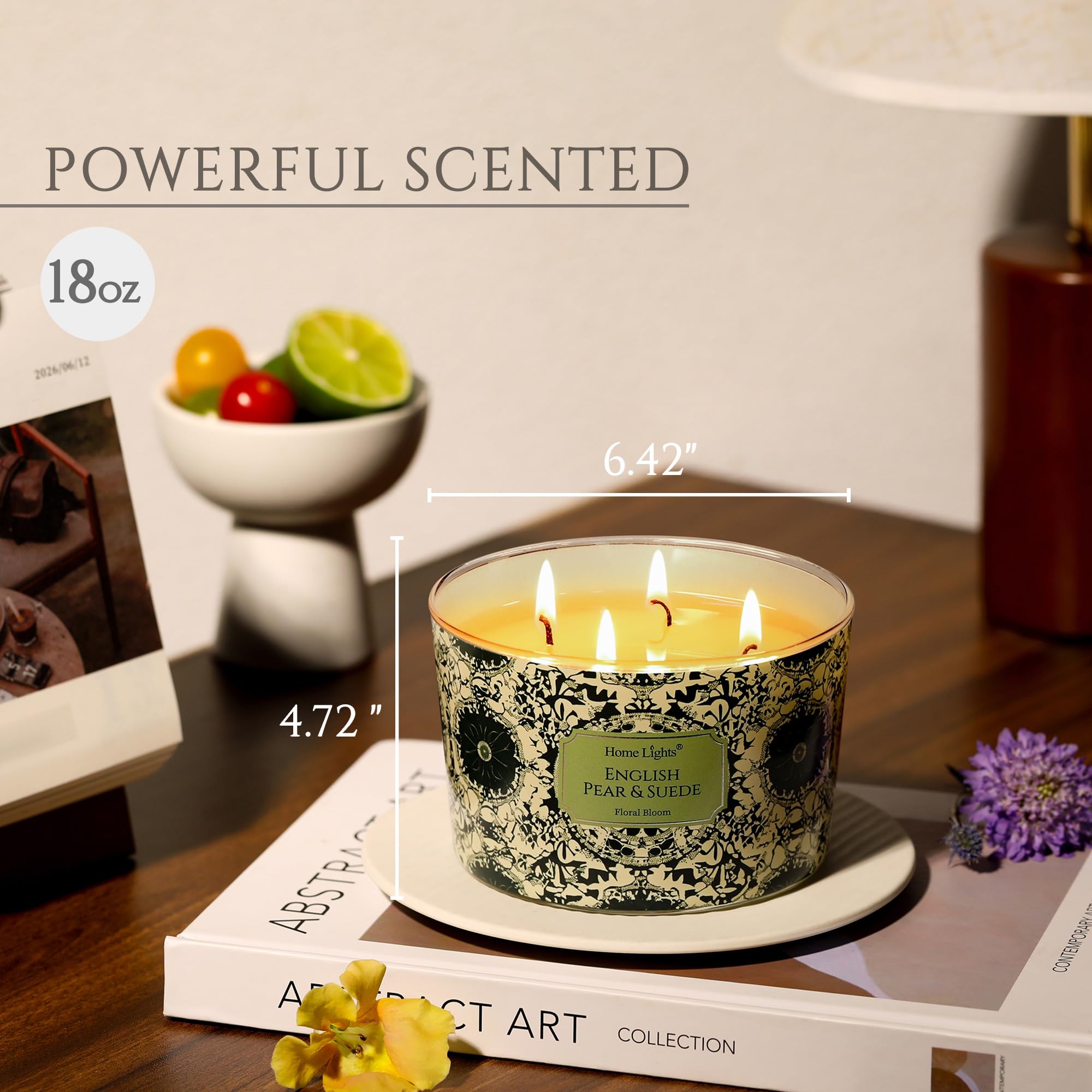 Home Lights 4-wick candle burns evenly, filling large spaces with fragrance.