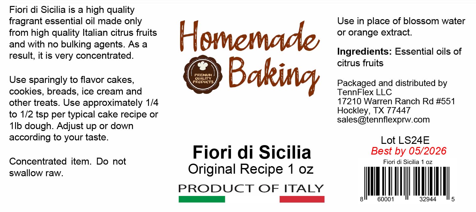 Homemade Baking Fiori di Sicilia flavoring for cakes, cookies, and ice cream.