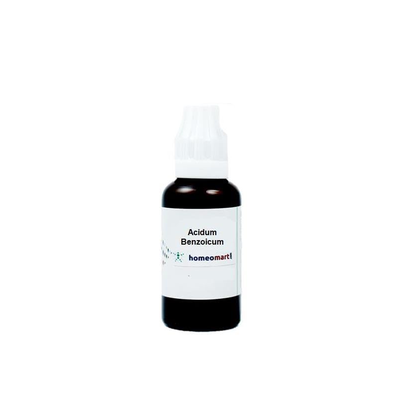 HomeoMart Acidum Benzoicum 6C bottle, portable and easy to use.