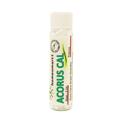 HomeoMart Acorus Calamus pellets in glass vials for on-the-go use