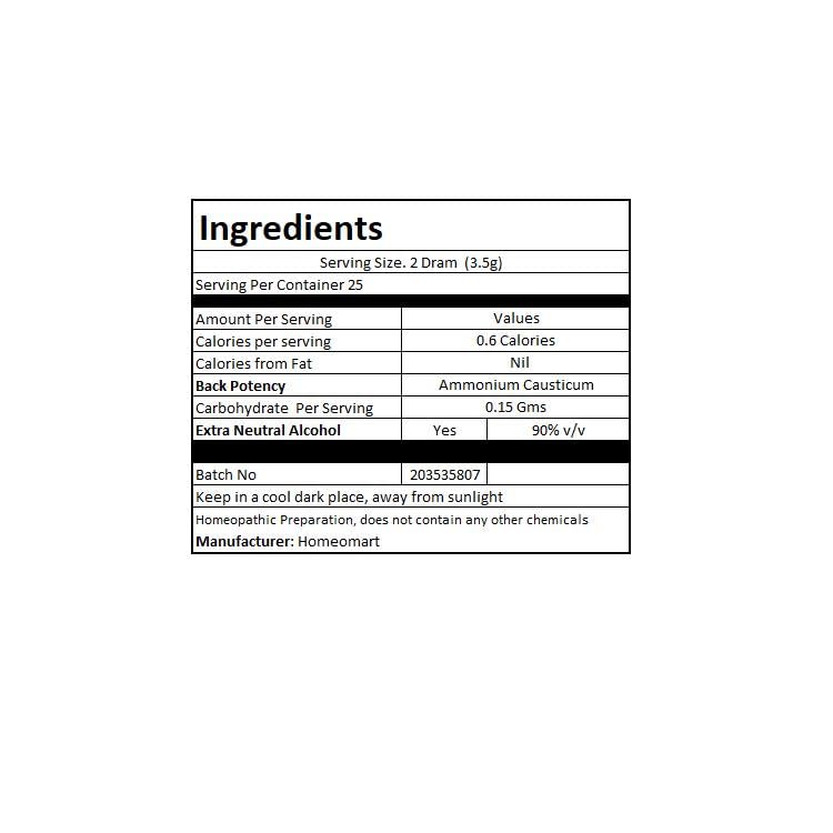 Natural and gentle Homeomart Ammonium Causticum 6C pellets for adults and older children.