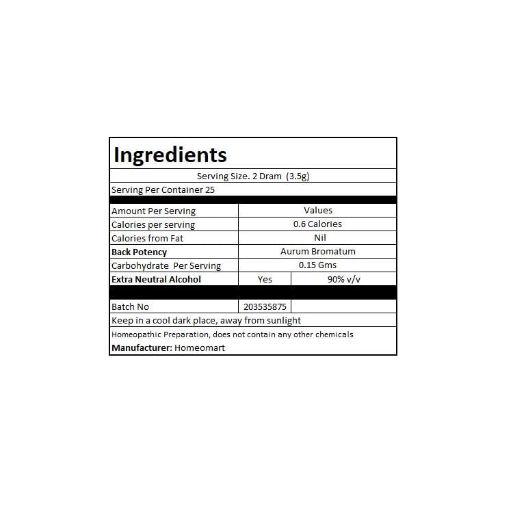 HomeoMart Aurum Bromatum pellets present a natural, traditional formulation.