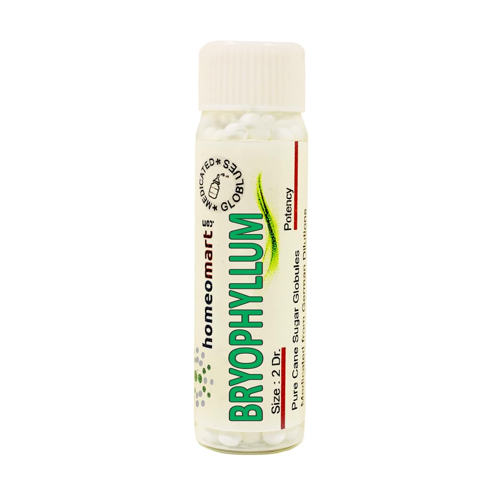 Homeomart Bryophyllum pellets in a glass vial with traditional preparation