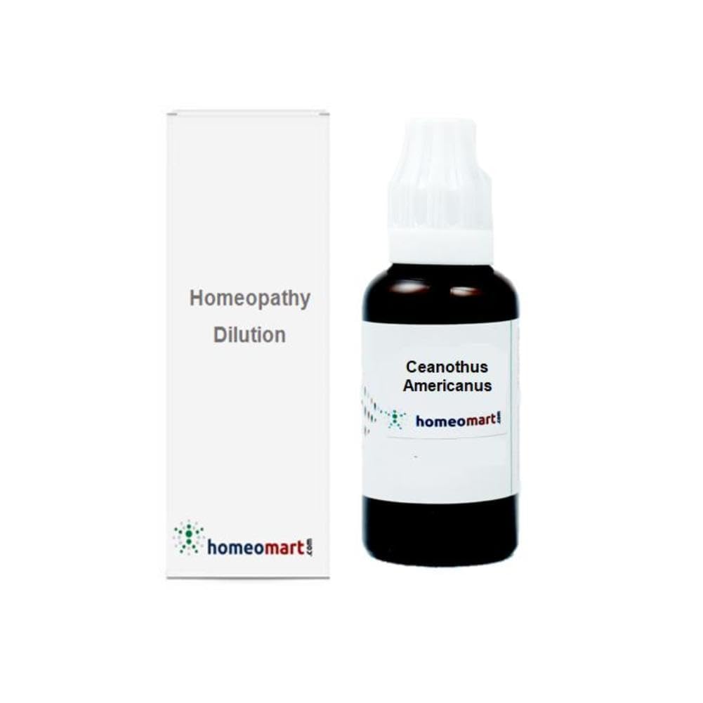 Close-up of sterile glass dropper with Ceanothus Americanus bottle